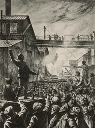 Die Julitage in Petrograd: Maschinengewehrschützen rufen die Putilow-Arbeiter zur Unterstützung der Aktion gegen die provisorische Regierung auf